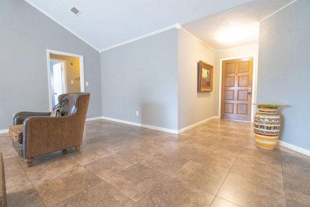 3834 Gamlin Bend Dr, Houston, TX 77082 - living area featuring crown molding and lofted ceiling