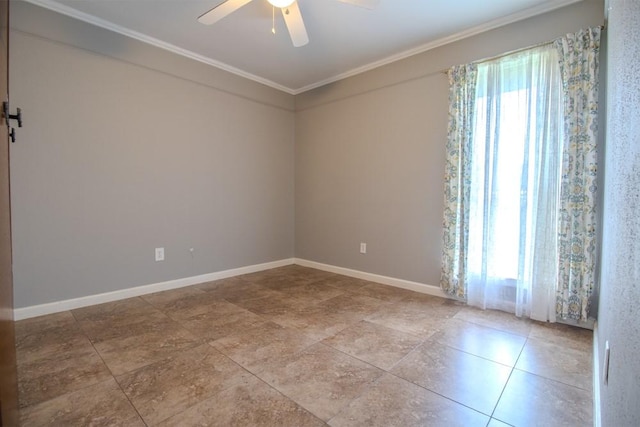 3834 Gamlin Bend Dr, Houston, TX 77082 - unfurnished room featuring ceiling fan, ornamental molding, and tile patterned floors
