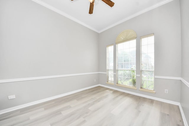 6803 Chapelfield Ln, Houston, TX 77049 - empty room with ceiling fan, light wood-style flooring, crown molding, and lofted ceiling