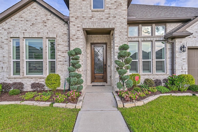 1939 Heather Canyon Dr, Pearland, TX 77089 - entrance to property with a shingled roof and a yard