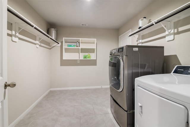 6914 Arcadia Meadow Ct, Richmond, TX 77407 - washroom with separate washer and dryer and light tile patterned flooring