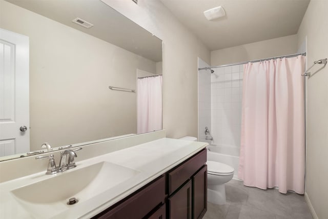 6914 Arcadia Meadow Ct, Richmond, TX 77407 - full bathroom featuring vanity, shower / bathtub combination with curtain, and tile patterned floors