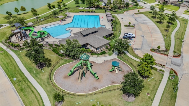 6914 Arcadia Meadow Ct, Richmond, TX 77407 - aerial view of a pool area and a community park