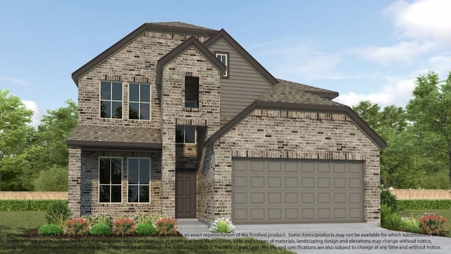 15819 Walnut Leaf Ln, Cypress, TX 77429 - french country home featuring an attached garage, brick siding, and driveway