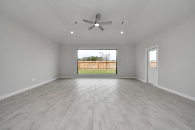 15819 Walnut Leaf Ln, Cypress, TX 77429 - empty room featuring a ceiling fan, light wood-style flooring, and recessed lighting
