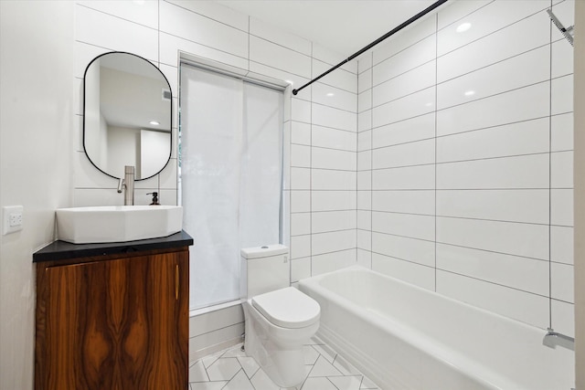 6532 Community Dr, West University Place, TX 77005 - full bath featuring vanity, shower / washtub combination, and tile patterned floors