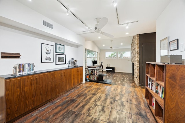 6532 Community Dr, West University Place, TX 77005 - office space with a ceiling fan, track lighting, and recessed lighting