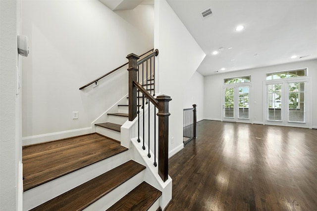 4106 Schuler St, Houston, TX 77007 - staircase featuring wood finished floors and recessed lighting
