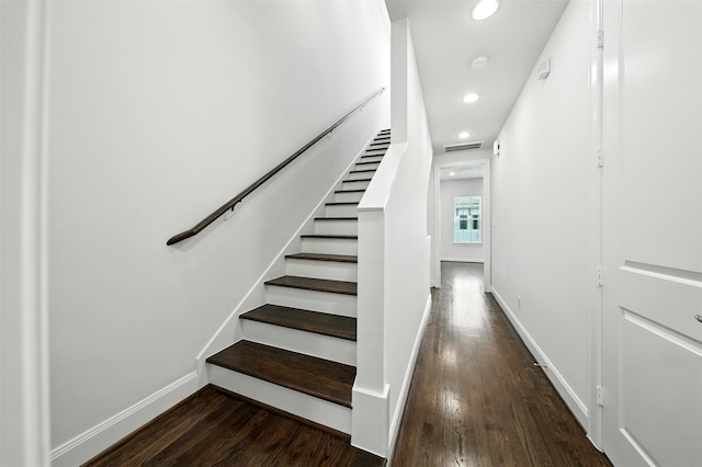 4106 Schuler St, Houston, TX 77007 - stairway with wood finished floors and recessed lighting