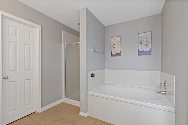 29406 Legends Stone Dr, Spring, TX 77386 - full bathroom featuring tile patterned flooring, a stall shower, and a bath