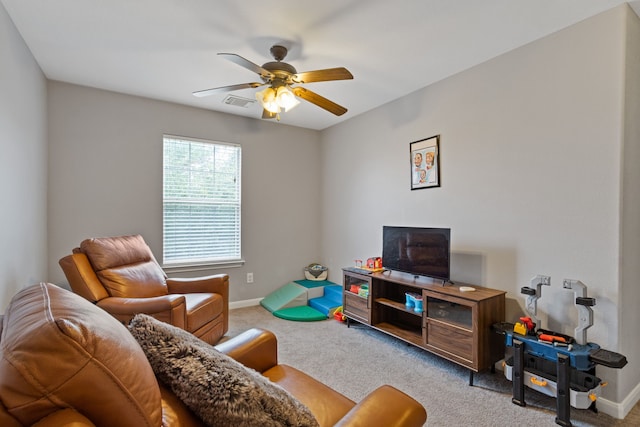 29406 Legends Stone Dr, Spring, TX 77386 - living area featuring carpet and ceiling fan