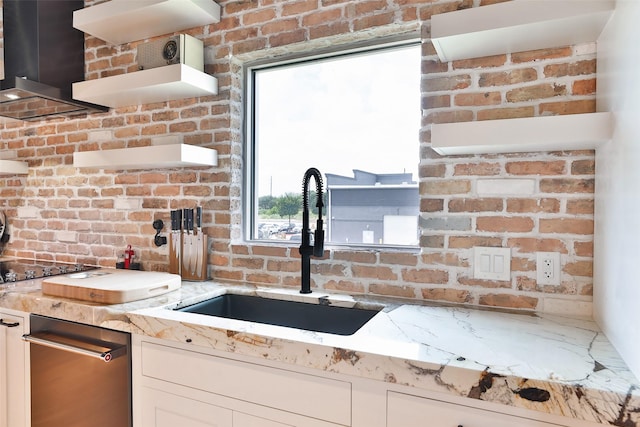 1435 Fm 1463rd Rd Unit C14, Katy, TX 77494 - kitchen with open shelves, white cabinetry, and light stone countertops