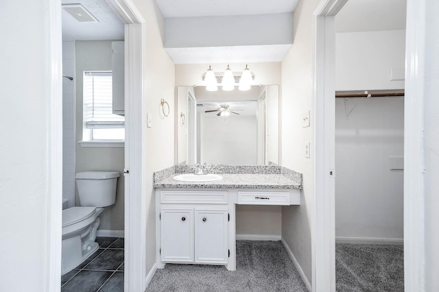 510 Shenandoah Dr, Shenandoah, TX 77381 - full bath featuring vanity, a ceiling fan, and a shower