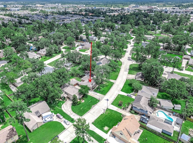 510 Shenandoah Dr, Shenandoah, TX 77381 - aerial overview of property's location with nearby suburban area