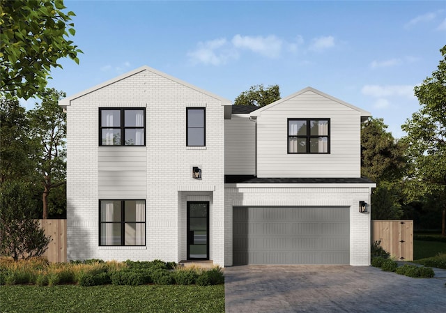 4314 Apollo St, Houston, TX 77018 - contemporary house with brick siding, driveway, and a garage