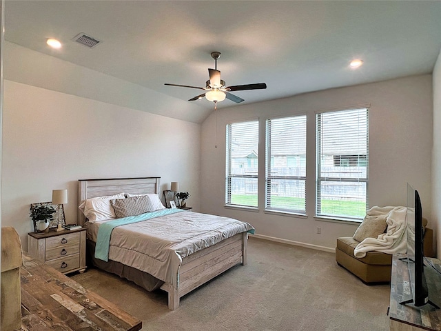 19022 Palizzi Ridge Ln, New Caney, TX 77357 - bedroom with light carpet, ceiling fan, and recessed lighting