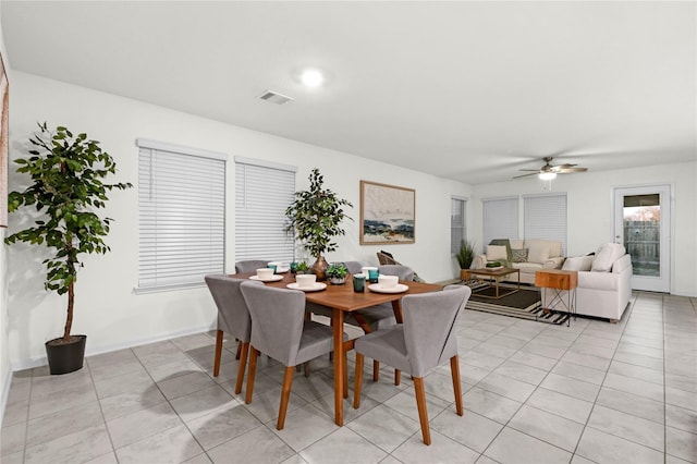 11642 Bodark Valley Ln, Houston, TX 77038 - dining space featuring ceiling fan and light tile patterned flooring