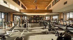 23014 Indigo Prairie Ln, Katy, TX 77493 - exercise room featuring wooden ceiling