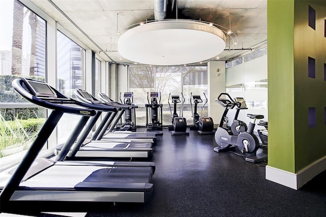 1901 Post Oak Unit 302, Houston, TX 77056 - workout area with expansive windows
