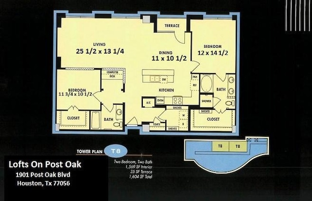 1901 Post Oak Unit 302, Houston, TX 77056 - view of room layout