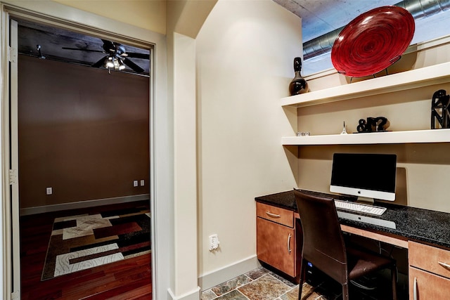 1901 Post Oak Unit 302, Houston, TX 77056 - office area with ceiling fan and built in desk