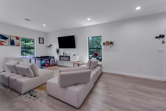 727 E 40th St, Houston, TX 77022 - living room featuring wood finished floors and recessed lighting
