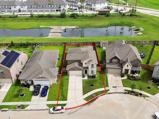12519 Crathie Dr, Humble, TX 77346 - aerial view of residential area featuring a nearby body of water and property boundaries highlighted