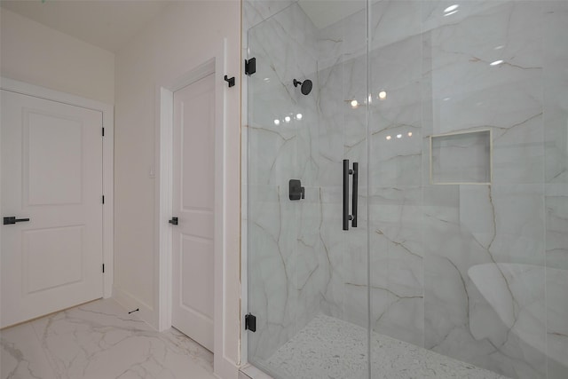 2420 Dalview St, Houston, TX 77091 - bathroom featuring a marble finish shower and marble finish floors