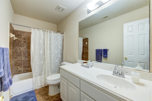 19238 Ashford Square St, Tomball, TX 77375 - bathroom featuring vanity, shower / bath combo, and tile patterned flooring