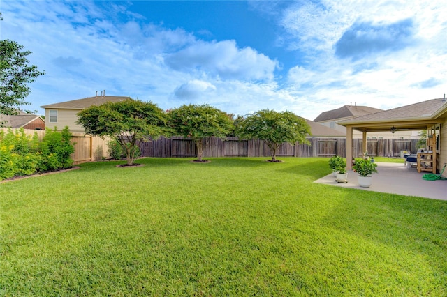 19238 Ashford Square St, Tomball, TX 77375 - fenced backyard featuring a patio area