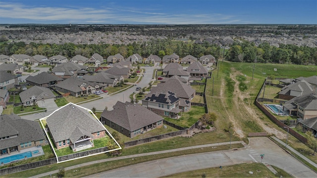 13603 Sandford Meadow Ln, Cypress, TX 77429 - aerial view of property and surrounding area with nearby suburban area and property parcel outlined