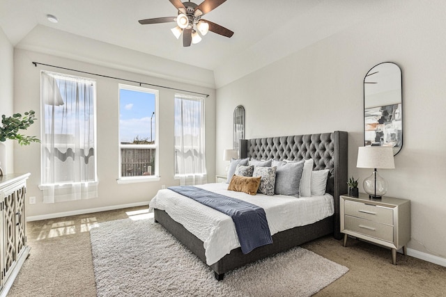 13603 Sandford Meadow Ln, Cypress, TX 77429 - carpeted bedroom with vaulted ceiling and a ceiling fan