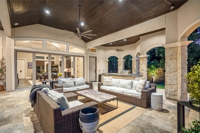 27 S Glenwild Cir, The Woodlands, TX 77389 - view of patio / terrace with an outdoor living space and ceiling fan