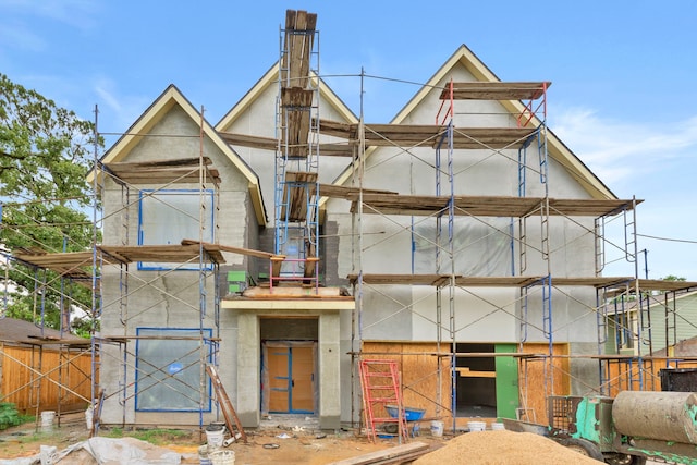 959 Althea Dr, Houston, TX 77018 - view of front of property featuring stucco siding and a chimney
