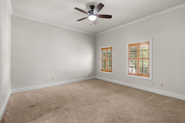 1013 Mulberry Ln, Bellaire, TX 77401 - unfurnished room featuring crown molding, carpet flooring, and a ceiling fan