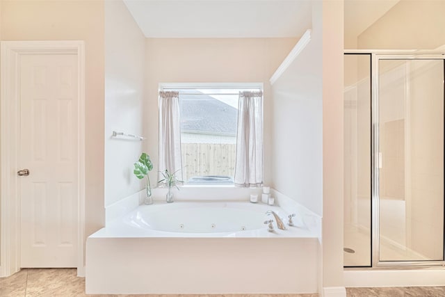 1814 Ferndale Lake Ct, Richmond, TX 77406 - full bath featuring a stall shower, a tub with jets, and tile patterned flooring