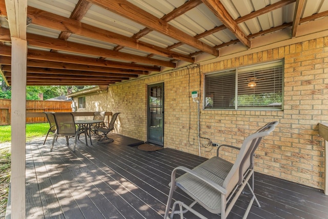 6103 Sunnygate Dr, Spring, TX 77373 - wooden terrace with outdoor dining area