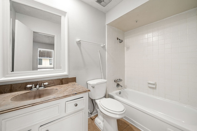 7700 Creekbend Dr Unit 6, Houston, TX 77071 - bathroom featuring vanity, shower / bath combination, tile patterned flooring, and a textured ceiling