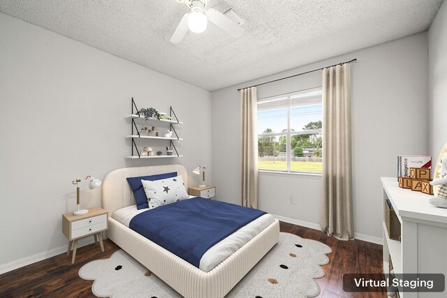 7700 Creekbend Dr Unit 6, Houston, TX 77071 - bedroom with wood finished floors, a textured ceiling, and a ceiling fan