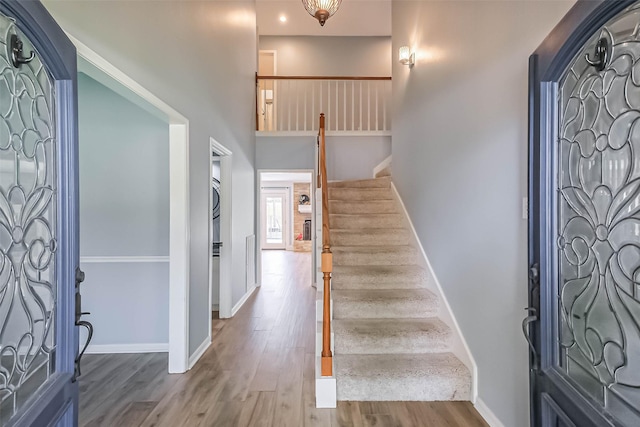 1711 Earl Of Dunmore St, Katy, TX 77449 - entryway with stairway, wood finished floors, and recessed lighting