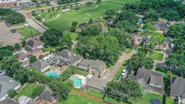 1711 Earl Of Dunmore St, Katy, TX 77449 - aerial overview of property's location featuring a pool area and nearby suburban area