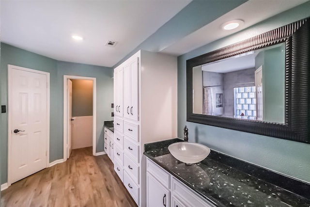 1711 Earl Of Dunmore St, Katy, TX 77449 - bathroom with vanity, wood finished floors, and recessed lighting