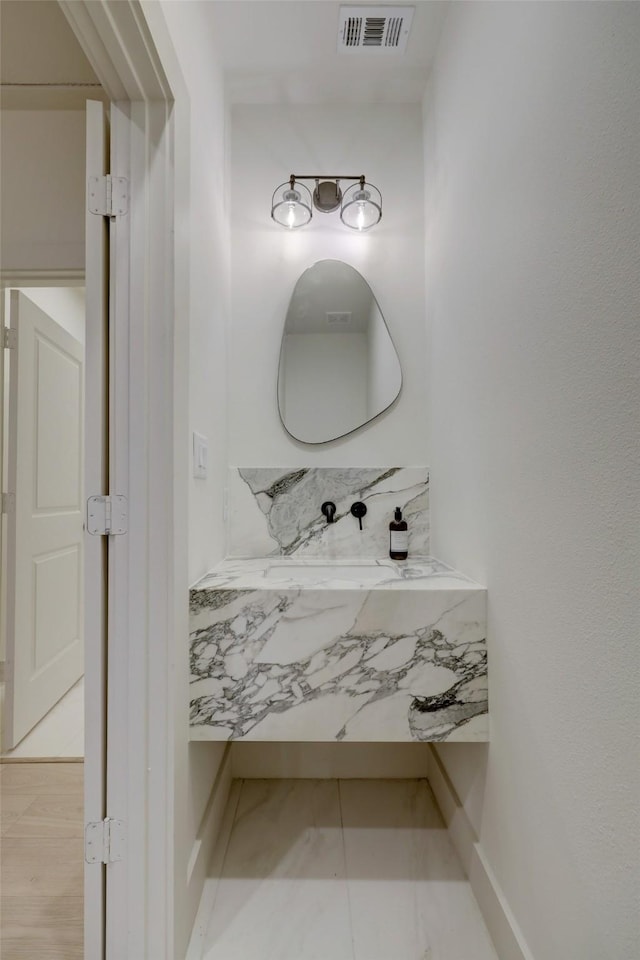 6110 Yarwell Dr, Houston, TX 77096 - bathroom with vanity and marble finish flooring