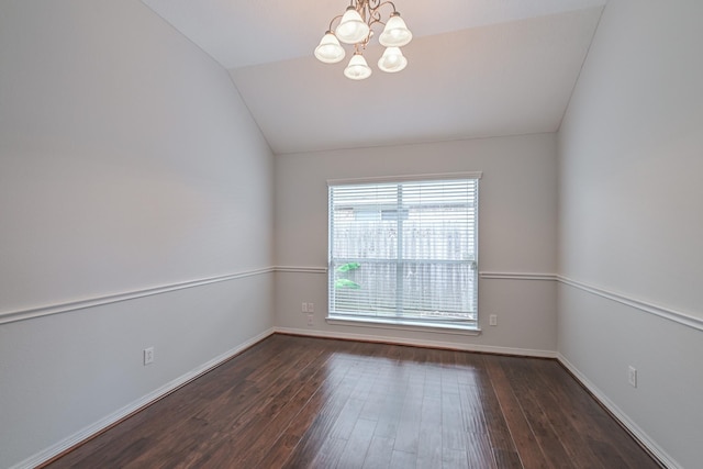 1518 Bugle Run Dr, Katy, TX 77449 - unfurnished room featuring a chandelier, hardwood / wood-style floors, and vaulted ceiling