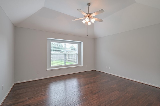 1518 Bugle Run Dr, Katy, TX 77449 - unfurnished room featuring vaulted ceiling, dark wood-type flooring, and ceiling fan