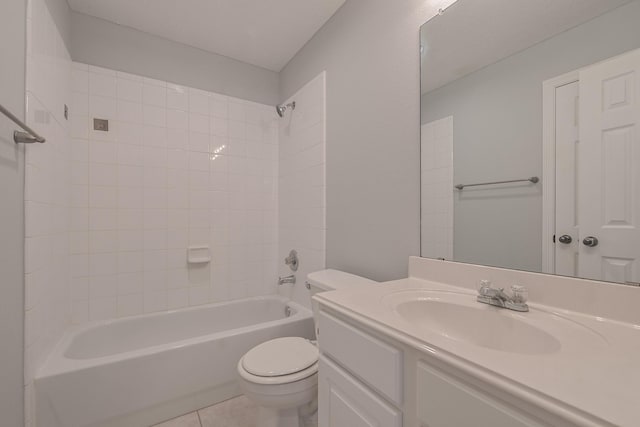 1518 Bugle Run Dr, Katy, TX 77449 - bathroom with vanity, shower / tub combination, and tile patterned floors