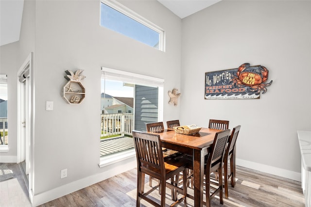 17711 Termini San Luis Pass Rd, Galveston, TX 77554 - dining room with wood finished floors and a towering ceiling