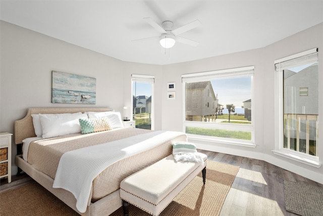 17711 Termini San Luis Pass Rd, Galveston, TX 77554 - bedroom with wood finished floors and ceiling fan