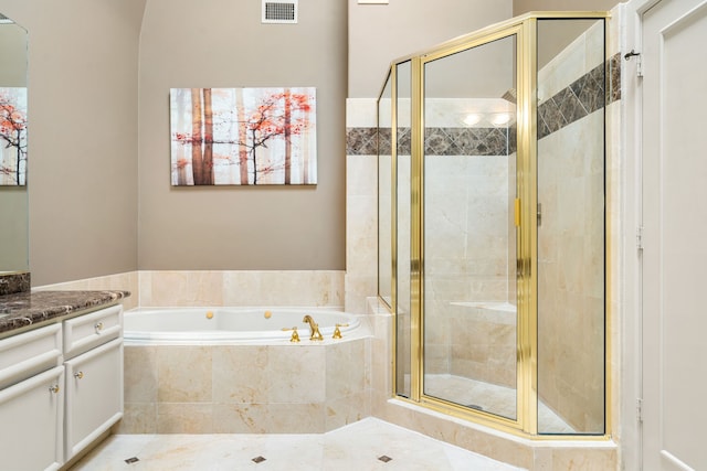 2217 Dunraven Ln, Houston, TX 77019 - bathroom featuring a bath, vanity, and a stall shower