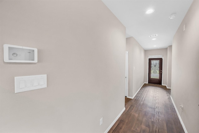 4310 Fornari Ln, Katy, TX 77449 - hall featuring dark wood-type flooring and recessed lighting